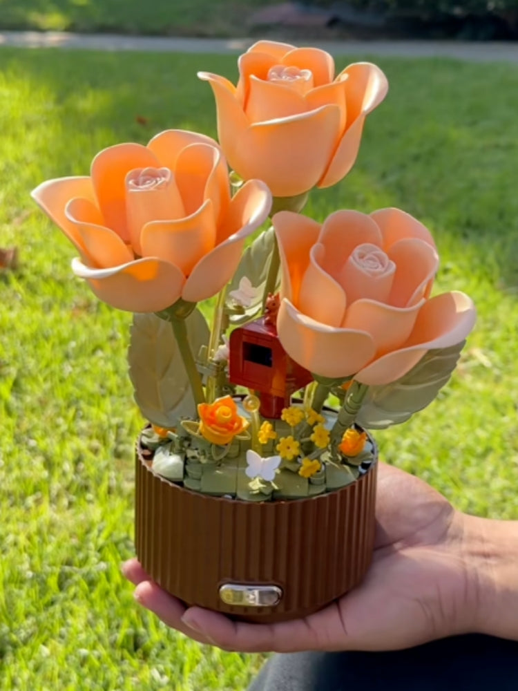 Colorful Floral Building-Block Sculpture