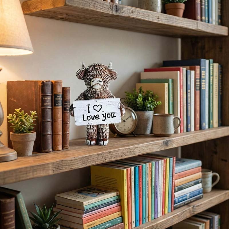 "I Love You" Highland Cow Statue – A Heartwarming Keepsake for Someone Special 🐂❤️